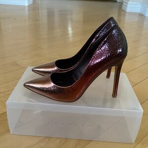 Aldo Metallic Bronze Ombre Stiletto Snakeskin Design Heels